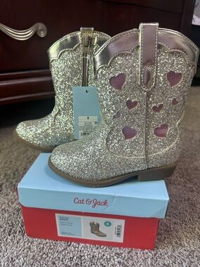 Cat & Jack Girls' Glitter Heart Cowboy Boots - Rose